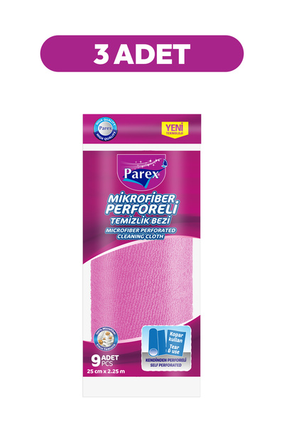 Parex Mikrofiber Perforeli 9’lu Rulo Bez Üçlü Paket