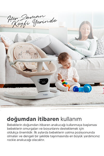 Huggy Rockie Gri Ana Kucağı – Otomatik Sallanır, Bluetooth Müzikli, Kumandalı