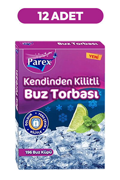 Parex Kendinden Kilitli Buz Torbası 196 Buz Küpü 12 Paket 1 Koli