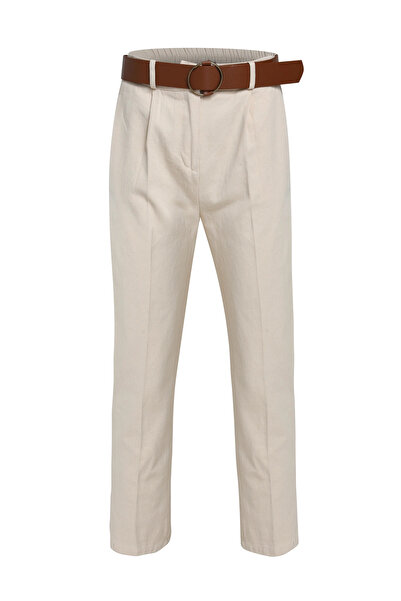 Quzu Kadın Kemerli Yüksek Bel Pantolon