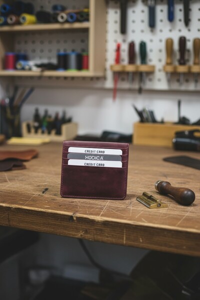 Modica Sazara – Hakiki Deri Süper Ince Minimalist Cüzdan, Modern Tasarım, Slim Kartlık