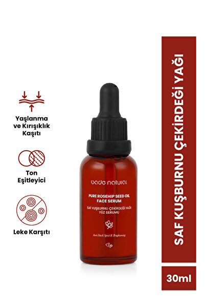 Bade Natural Kuşburnu Çekirdeği Yağı Soğuk Sıkım Leke Karşıtı Ve Aydınlatıcı %100 Saf 30 ml