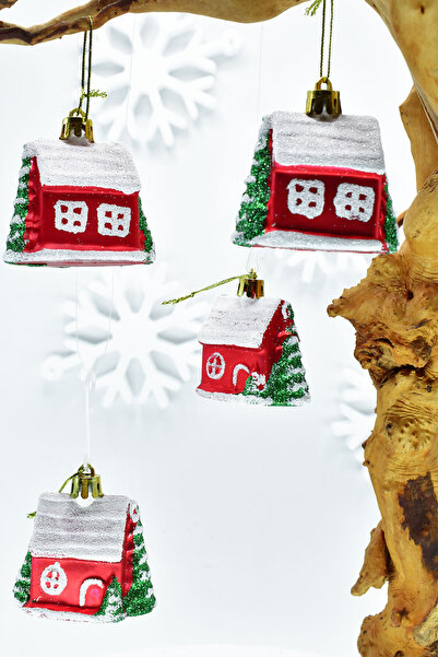 Waldern Ornament de Crăciun pentru casă cu acoperiș alb, colecția premium, 4 piese