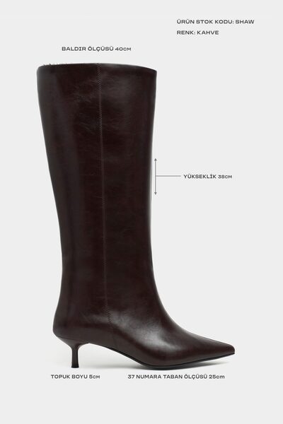 NİŞANTAŞI SHOES Ulrich Kahve Mat İnce Topuk Sivri Burun Kadın Çizme
