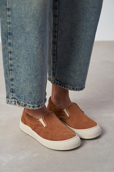 NİŞANTAŞI SHOES Zeta Taba Genuine Suede Slip-On Sneaker Women's Shoes