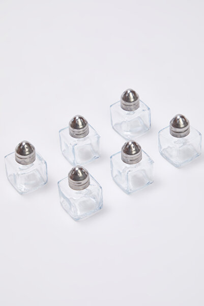 TRENDYOLMİLLA HOME 6-Piece Glass 20ml Mini Cube Salt and Pepper Shaker Set Tphaw26Tzb00000