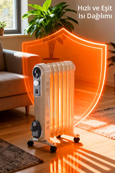 Kiwi Kht-8457 Devrilme Korumalı 7 Bölmeli Yağlı Radyatör Beyaz