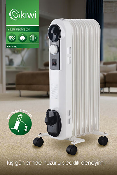Kiwi Kht-8457 Devrilme Korumalı 7 Bölmeli Yağlı Radyatör Beyaz