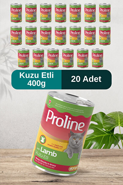 Pro Line Kuzu Etli Sos İçinde Et Parçacıklı Kedi Konservesi 400g x 20 Adet