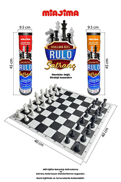 Miajima Rulo Okul Satranç Takımı Kapaklı Taşıma Ipli