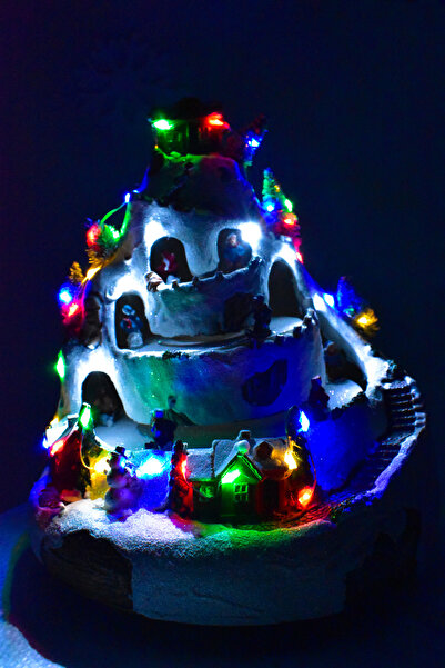 Waldern Premium Collection Lighted Snowy Mountain Train Decorative Christmas Ornament