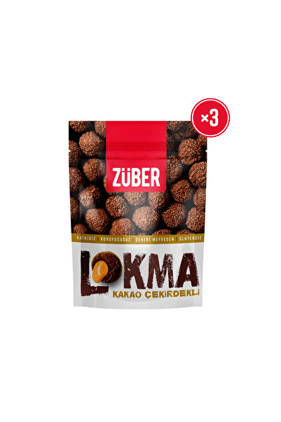 Züber Lokma Kakao Çekirdegi Kapli Findik Ezmeli Meyve Topu 96 gr X3 Adet
