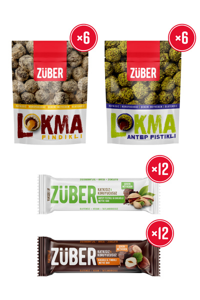 Züber Meyve Bar ve Lokma Paketi (Antep Fıstıklı, Fındıklı Meyve Bar ve Lokma)
