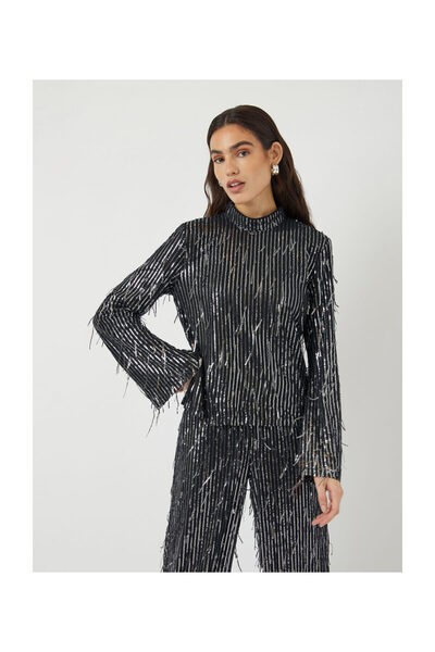 YAS. Yaslantra Ls Sequin Fringe Top - Show