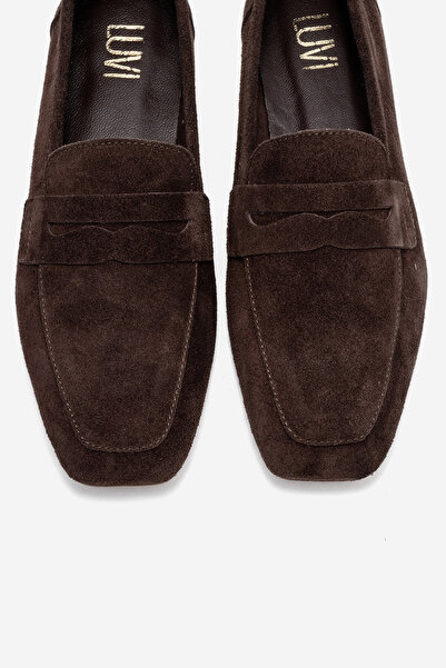 LuviShoes Γυναικεία Loafer Παπούτσια MORNE Brown Suede Γνήσιο Δέρμα