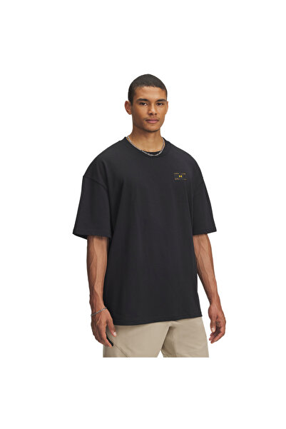 Under Armour 6005668-001-UA HWT WOVEN LABEL SS Siyah Bisiklet Yaka Normal Bas...