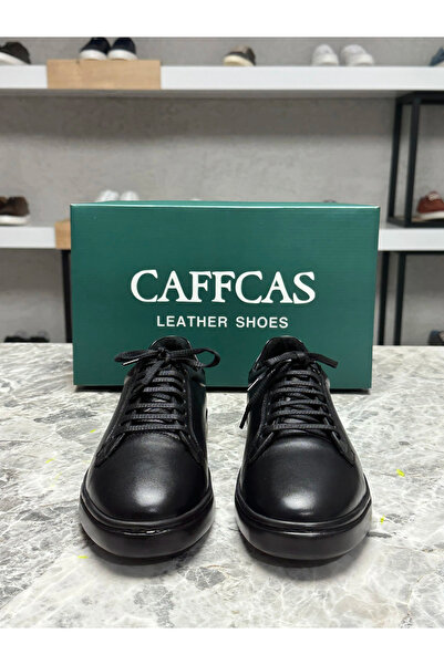 Caffcas Siyah Hakiki Deri Sneaker Erkek Ayakkabı 02-208-Siyah