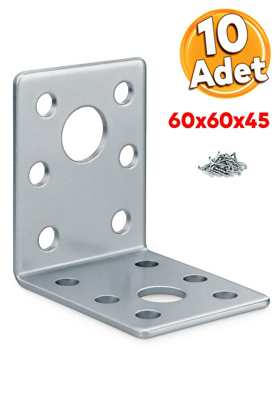 Badem10 Mobilya Eşya Dolap Duvara Sabitleyici Köşebent Bağlantı Aparatı L Demiri Gönye 60x60x45 Mm 10 Adet