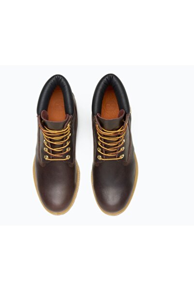 Timberland Prémiové 6palcové nepromokavé boty se šněrováním, DK hnědá, celozrnná kůže s černými prvky