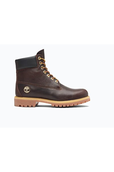 Timberland Prémiové 6palcové nepromokavé boty se šněrováním, DK hnědá, celozrnná kůže s černými prvky