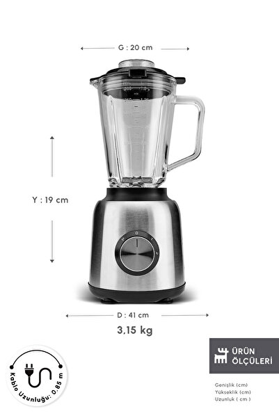 Karaca Inox 1.5 Lt Glass Bowl Smoothie Blender