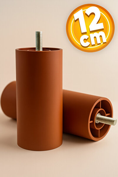 Badem10 Mobilya Kanepe Koltuk Baza Yükseltme Yükseltici M8 Civatalı Incediş Destek Ayağı Ayakları Kahve 12cm