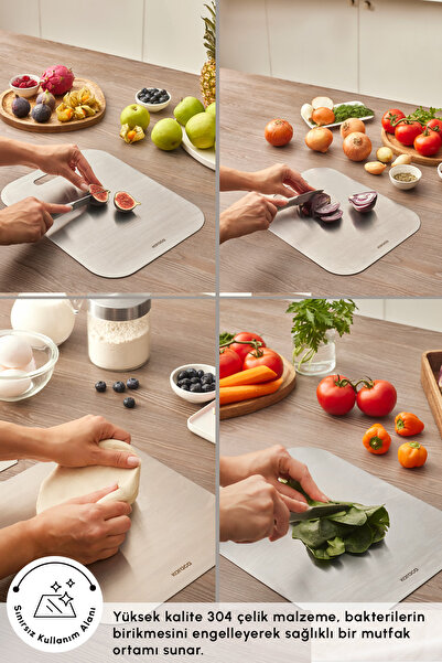 Karaca 304 Paslanmaz Çelik Kesme Tahtası Inox 26 x 34 cm