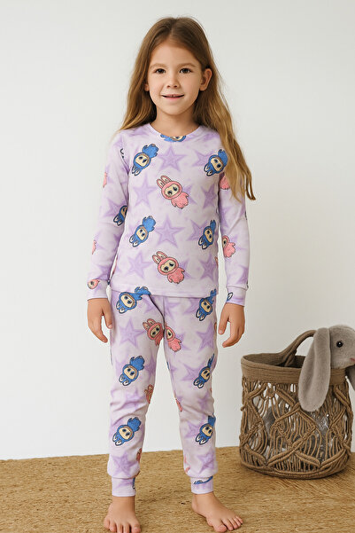 Katia&Bony Girl's Labubu Patterned Pajama Set