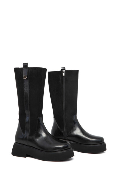 SOHO Schwarz-schwarze Wildleder-Damenstiefel 20854