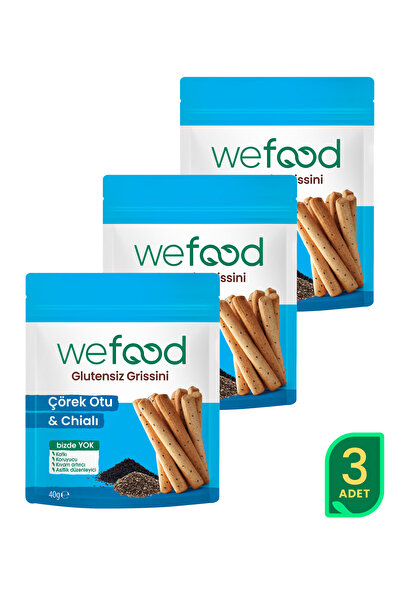 Wefood Glutensiz Grissini Çörekotu & Chia 40 g 3'lü