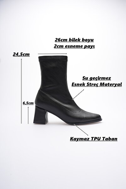 İncimoda Kadın Sivri Burun Orta Boy Topuklu SİYAH CİLT