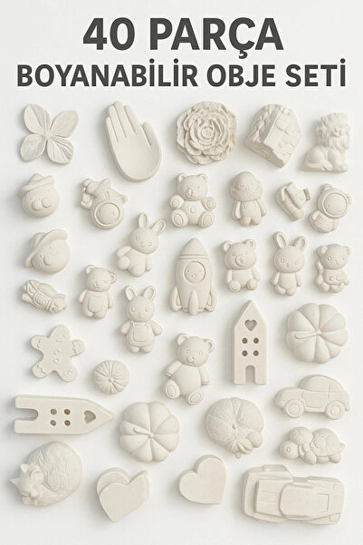 WeSank 40 Parça Boyanabilir Alçı Figür Seti – Çocuklar ve Yetişkinler İçin Hobi & Sanat Aktivitesi