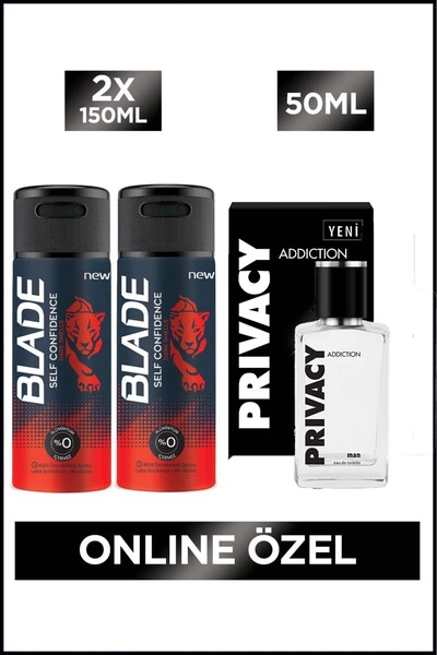Privacy Man Addiction Edt Erkek Parfüm 50 Ml + Blade Self Confidence Erkek Deodorant 2x150 Ml