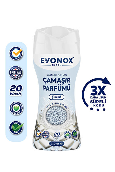 Evonox Clean Granül Çamaşır Parfümü & Çamaşır Yumuşatıcı Everest Beyaz Sabun Esintisi 210 gr