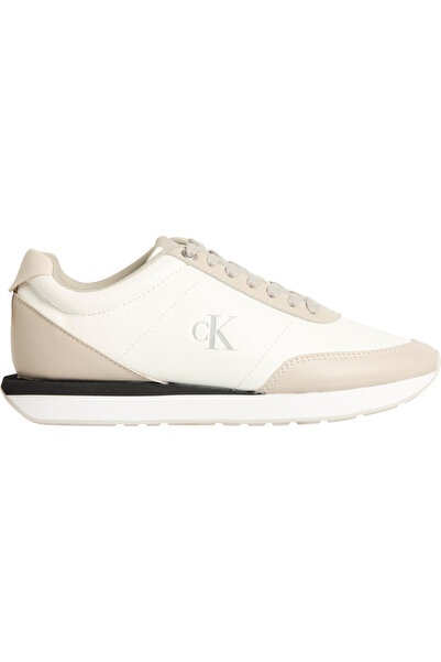 Calvin Klein Dámské bílé a taupe nízké semišové tenisky Calvin Klein Signature Logo Retro Runner