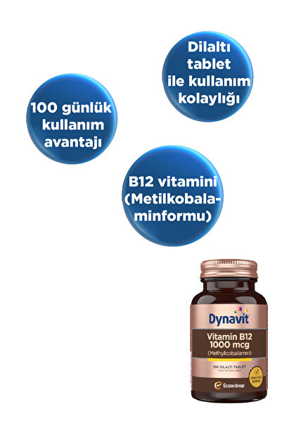 Dynavit Vitamin B12 1000 mcg 100 Dilaltı Tablet x3 - Vitamin B12 (Metilkobalamin)