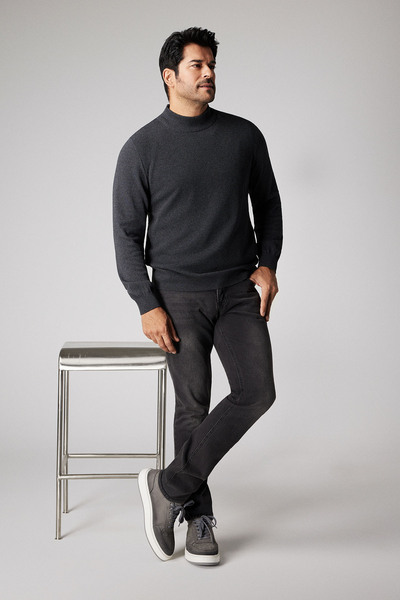 ALTINYILDIZ CLASSICS Pánský antracitový bavlněný svetr s polovičním rolákem - standardní střih