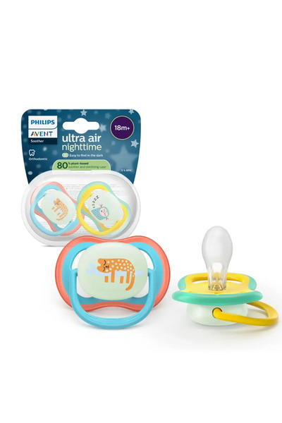 Philips Avent Set of 2 Philips Avent Ultra Air pacifiers SCF349/32, extra-firm nipple, orthodontic, BPA-free, 18 months+