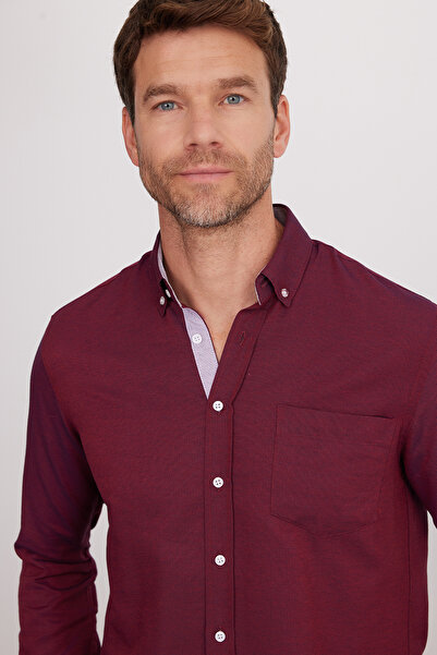 Tudors Men's Regular Fit Classic Cut Button Collar Cotton Easy Ironing Oxford Solid Shirt