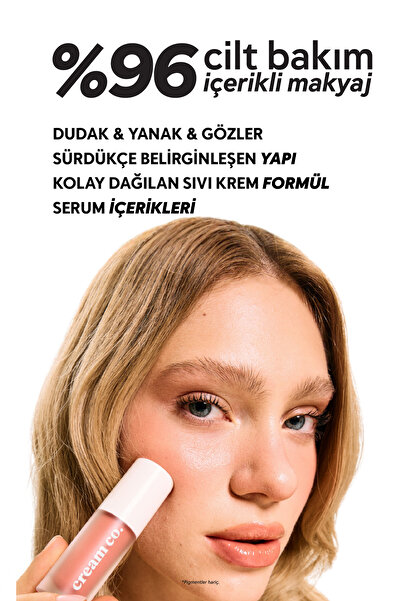 Cream Co. Allık Ruj Göz Farı Glow Tint Soft Mocha | Nemlendirici Makyaj | 504 Nude | Hyaluronik Asit Peptit