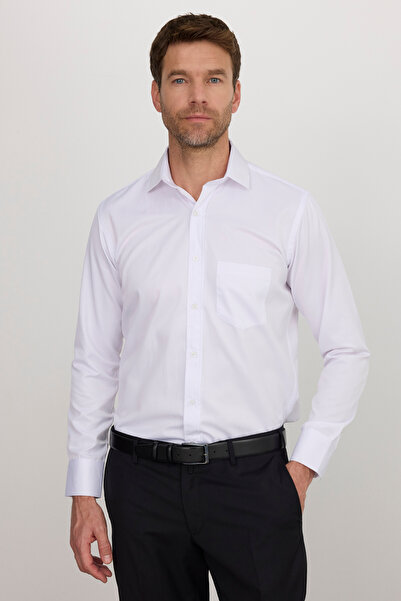 Tudors Бавовняний однотонний чоловічий гольф з довгим рукавом класичного крою білий Сорочка