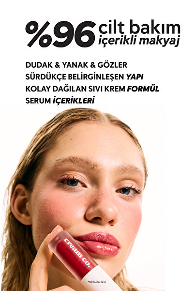 Cream Co. Allık Ruj Göz Farı Glow Tint Chilli Red | Nemlendirici Makyaj | Kiremit | Hyaluronik Asit Peptit