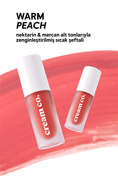 Cream Co. Allık Ruj Göz Farı Glow Tint Warm Peach | Nemlendirici Makyaj | 503 Şeftali | Hyaluronik Asit Peptit