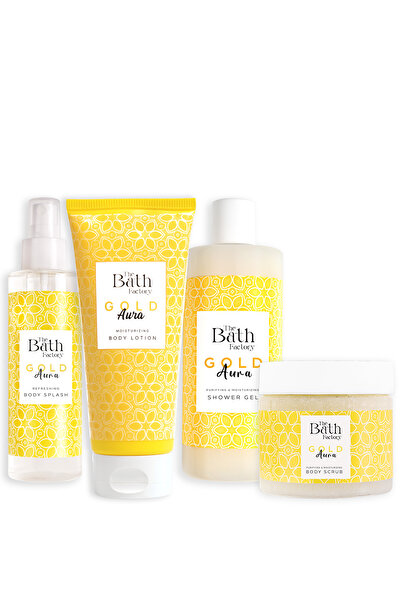 THE BATH FACTORY Gold Aura Duş Jeli + Gold Aura Vücut Losyonu + Gold Aura Vüc...
