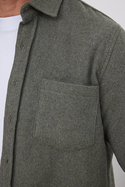 Tudors Men's Regular Fit Classic Cut Straight Pocket Dark Khaki Lumberjack Shirt