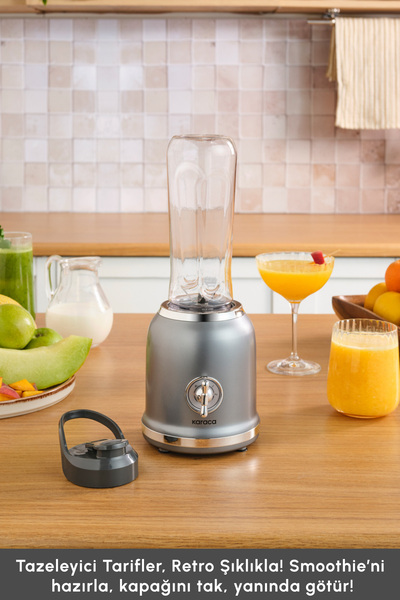 Karaca Retro Personal Personal Smoothie Blender Γκρι