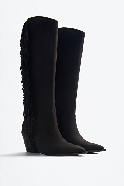 LEFTIES Dámské kovbojské boty s koženými třásněmi