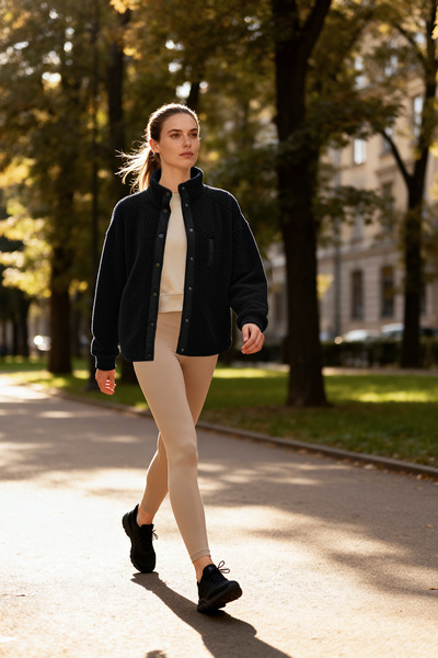 Trendyol Collection Μαύρο πλεκτό αθλητικό μπουφάν Oversize THMAW26SK00002