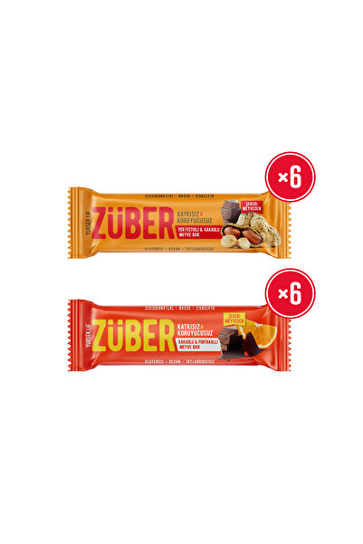 Züber Yer Fıstıklı ve Portakallı Meyve Bar Paketi (40 g x12 Adet)