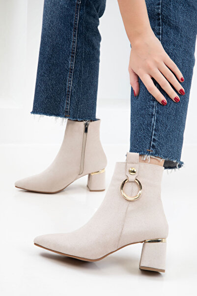 SOHO Μπεζ σουέντ γυναικείες μπότες & μποτάκια 21083